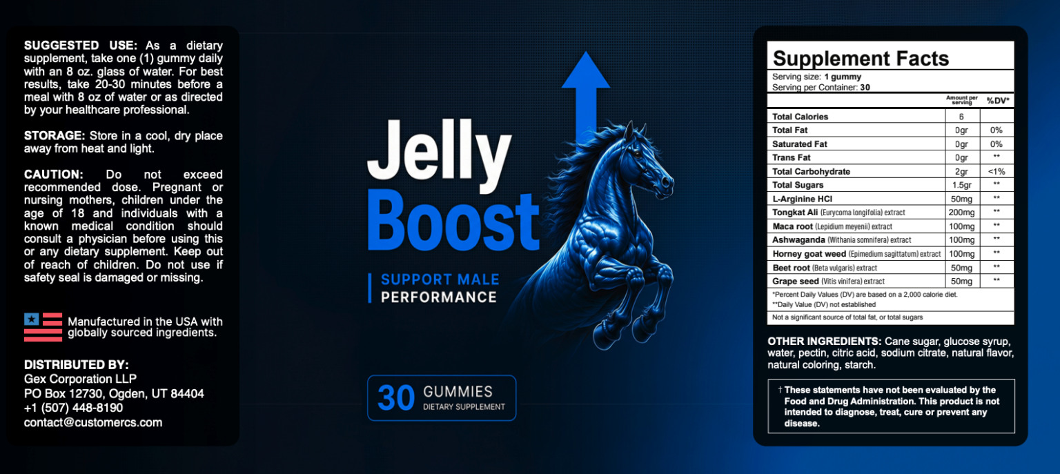 JellyBoost Supplement Label